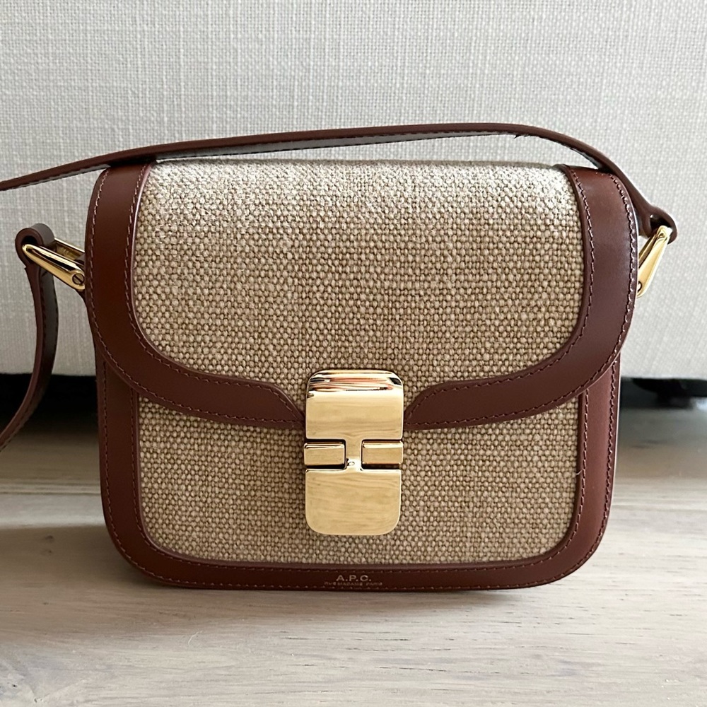 A.P.C. Mini Grace Crossbody Bag, Brown/Canvas, New with tags!